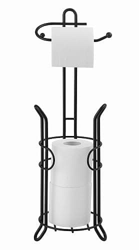 SunnyPoint Freestanding Toilet Paper Holder with Storage – Holds 3 Spare Rolls, Heavy-Duty Steel, Black Finish, Easy Assembly, Space-Saving Bathroom Organizer thumbnail 6