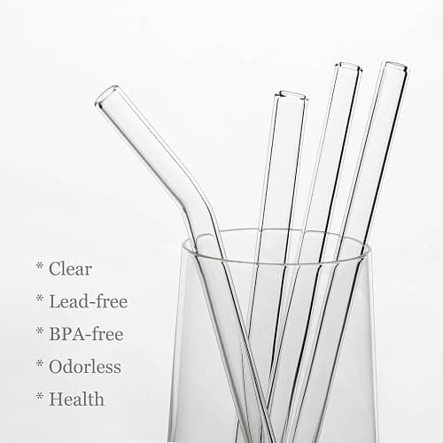 Nafender 10-Pack Glass Straws Reusable Drinking Straw Including 4 Straight and 4 Bent Straws & 2 Extra Wide Smoothie Straw with 2 Cleaning Brushes thumbnail 3