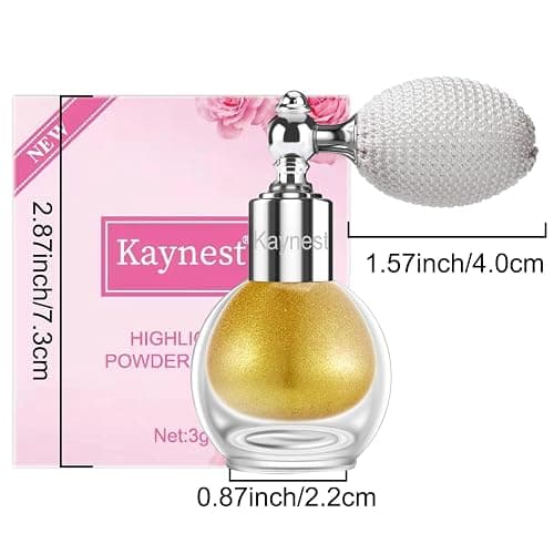 Gold Highlighter Spray, Loose Shimmer Powder High Gloss Makeup Mist for Body, Face, Hair, Long Lasting Glitter Hairspray for Festive Party, Stage Shows, Nightclubs, Bar thumbnail 6