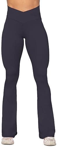 Sunzel Flare Leggings, Crossover Yoga Pants with Tummy Control, High-Waisted and Wide Leg thumbnail 4