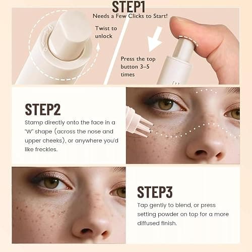 GURKOOYD Freckle Pen, Freckle Stamp, Natural Lifelike Freckle Stamp Pen, 5-Point Faux Freckle Stamp Makeup Tool, Freckles Makeup Waterproof, 4 Colors Available, Long Lasting & Quick Dry(2# Medium) thumbnail 6