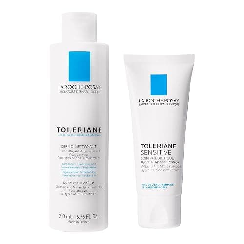 La Roche-Posay Face Wash, Toleriane Dermo-Cleanser for Sensitive Skin & BUNDLE with Toleriane Sensitive Cream, Soothing & Hydrating Face Care, Fragrance Free, Dermatologist Recommended - Image 1