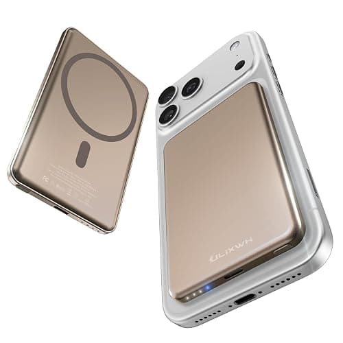 [0.3" Ultra Slim] [Alloy-Made] ULiXWH Magsafe Portable Charger for iPhone, 2025 Upgrade 5000mAh Fast Charging Magnetic Power Bank, Wireless Battery Pack for iPhone 17 Air 16 15 Pro Max 14, Desert Gold - Image 1