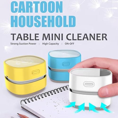 ODISTAR Desktop Vacuum Cleaner, Mini Table dust Sweeper Energy Saving,High Endurance up to 90 mins,Cordless&360º Rotatable Design for Keyboard/Home/School/Office(White AA Battery) thumbnail 5