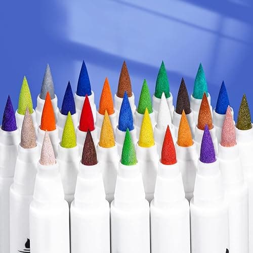 Arrtx 30 Colors Acrylic Paint Pens for Rock Painting, Extra Brush Tip, Water Based Paint Markers for Stone, Glass, Easter Egg, Wood and Fabric Painting-No Toxic,No Odor 30B thumbnail 5
