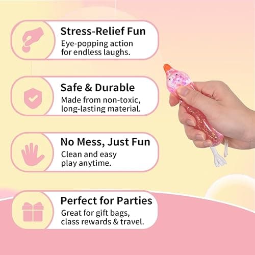 Duck Squishy Toy for Kids Ages 3+ & Adults, Stretchy Slow Rebound Malt-Sugar Style Squeeze Ball, Cute Sensory Fidget Toy for Desk, Travel, Party Favors & Stocking Stuffers(Pink) thumbnail 5