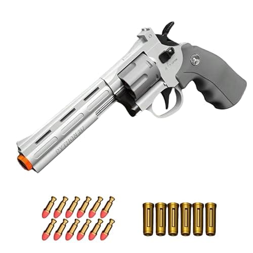 Toy Revolver Gun for Boys Pretend Play Toy Pistol with Shell Ejection Soft Darts Blaster Birthday Gift for Outdoors - Image 1
