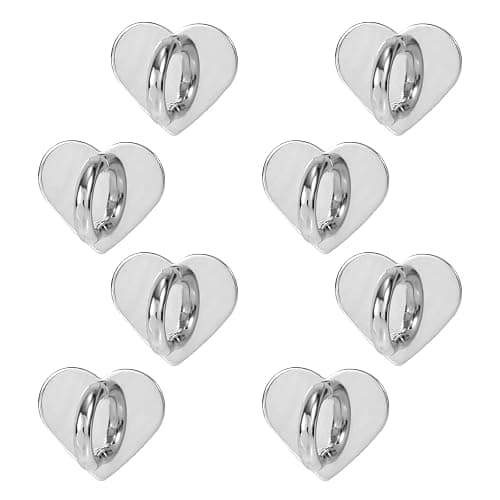 Gosknor 8pcs Heart Cell Phone Ring Holder, Cute Phone Charm Hooks Adhesive Smartphone Finger Ring Grip Sticky Metal Loop Stand for Cellphone Case Pad Tablet DIY Accessories (Silver) - Image 1