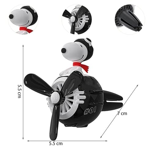 Black Dog Pilot Car Air Fresheners Cute Dog Airplane Car Diffuser Rotating Propeller Air Outlet Vent Fresheners Auto Vent Cute Air Freshener with 2 Packs Replacement Tablets Creative Car Perfume thumbnail 2