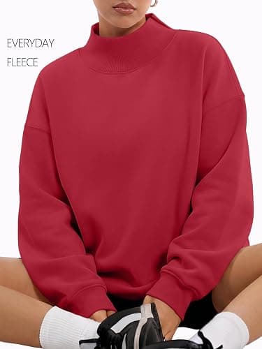 Trendy Queen Womens Mock Neck Sweatshirts Oversized Pullover Fall Outfits | Fall Fashion Clothes 2026,Long Sleeve Tops,Comfort Soft Fleece,Travel Casual Work Lounge Daily Outfit thumbnail 3