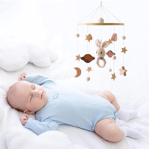SWECOMZE Baby Mobile, Crib Mobile for Boys & Girls, 3D Clouds Rabbit Animals, Wind Chimes, Kids Room, Baby Girl Nursery Decor (B) thumbnail 8
