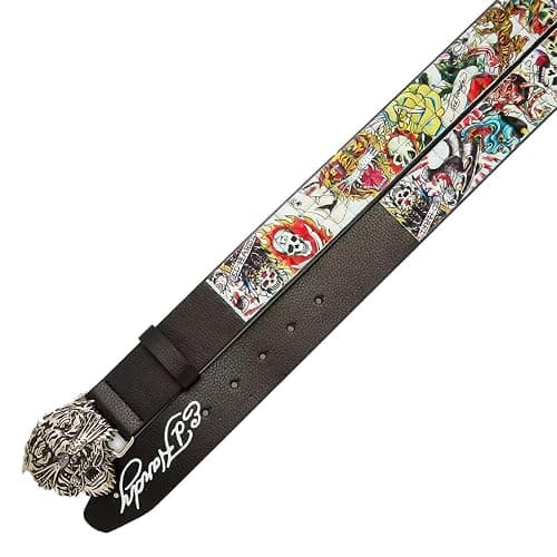 ED HARDY Men's 38mm Tiger Print Pyramid Studs with Metal Buckle Belt thumbnail 4