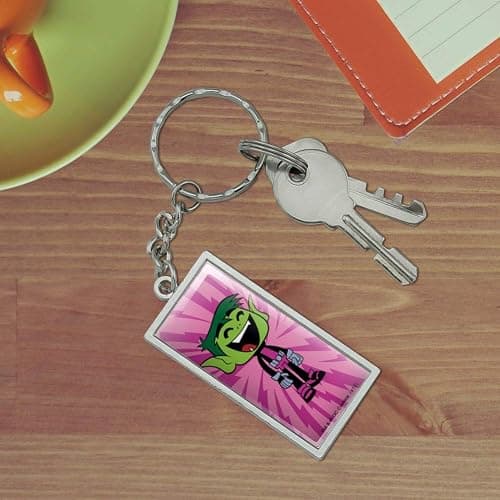 GRAPHICS & MORE Rectangle Teen Titans Go! Beast Boy Keychain in Chrome Plated Metal thumbnail 2