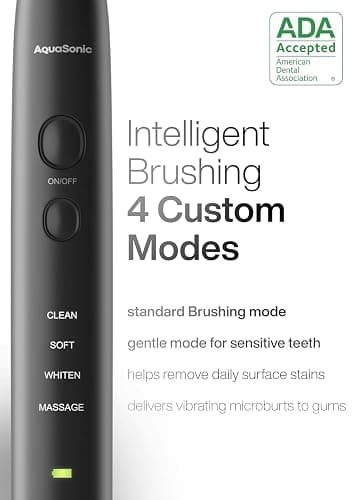 Aquasonic Black Series Ultra Whitening Toothbrush – ADA Accepted Electric Toothbrush- 8 Brush Heads & Travel Case – 40,000 VPM Electric Motor & Wireless Charging - 4 Modes w Smart Timer thumbnail 5
