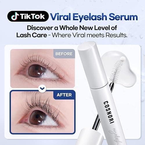 COSNORI Long Active Eyelash Serum - Korean Eyelash Boost Serum - Eyebrow Growth Enhancer for Longer and Thicker - Vegan Prostaglandin Free & Non Irritating - Peptides, Hyaluronic Acid, 0.3 fl.oz. thumbnail 3