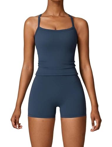 QBGJTD Two Piece Workout Sets For Women Tank Top Matching High Waist Booty Lifting Shorts Gym Yoga Active Wear Outfits - Image 1