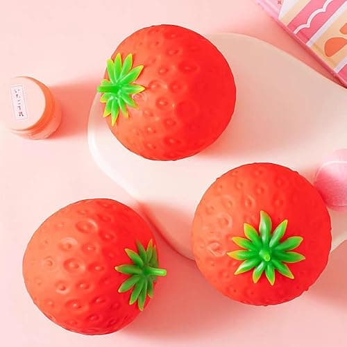 Giant Strawberry Squishy, Jumbo Realistic Strawberry Stress Ball, Large Squeezable Toy Fruit Ball, Big Strawberries Squishies Fidget Adults, Party Favor Slow Rise Pressure Release Toy (Large 7IN 1PC) thumbnail 4