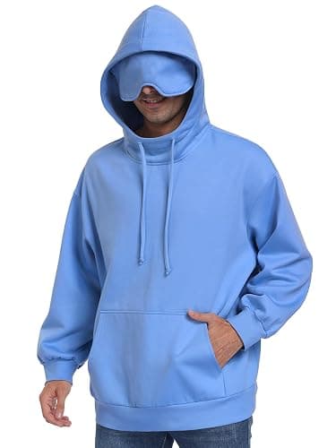 SeSe Code Hoodie with Eye Mask Travel Airplane Unisex Oversized Sweatshirt Sleep Pullover with Pocket Fleece Couples Hoodies thumbnail 2