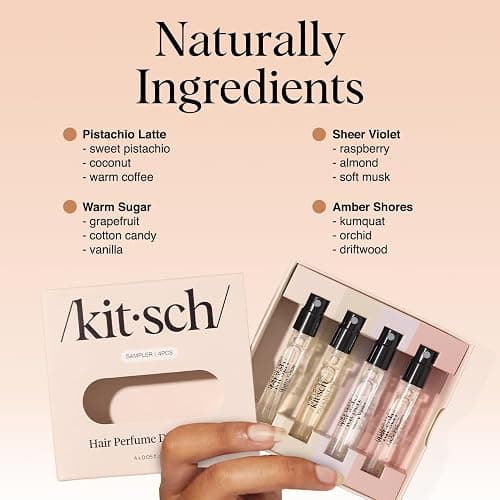 Kitsch Hair Perfume For Women (Discovery Set) - Pistachio Latte, Warm Sugar, Sheer Violet & Amber Waves - Patented Odor-Eliminating Technology, Hair Spray and Body Mist - 4 x 1.5ml thumbnail 6