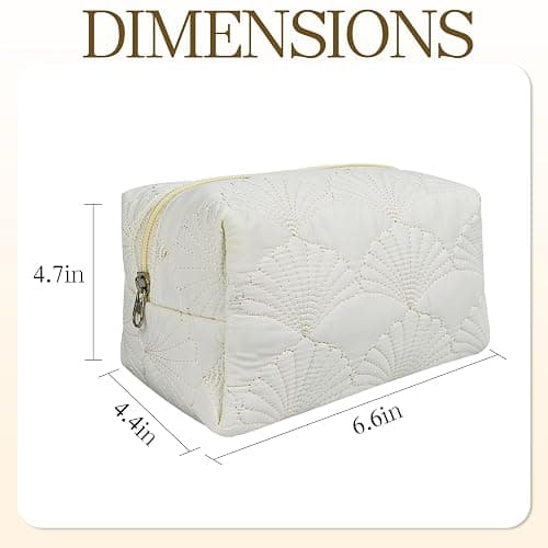 AMZMA Quilted Makeup Pouch,Cotton Puffy Makeup Bag, Coquette Cosmetic Bag for Women and Girls, Aesthetic Organizer Bag, Cute Flower Travel Toiletry Bag thumbnail 3