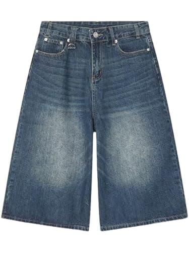 Lafaguw Baggy Jorts Women Y2K Capri Wide Leg Long Jean Shorts Summer | Cropped Jeans,High Waisted,Oversized Jorts,Hangable Design,Classic 4 Pockets,Streetwear Clothes,Business Casual Outfits thumbnail 6