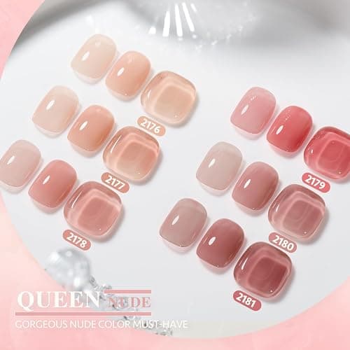 GAOY Nude Jelly Gel Nail Polish Set, 6 Colors Milky Pink Neutral Gel Kit for Salon and Nail Art DIY at Home thumbnail 2