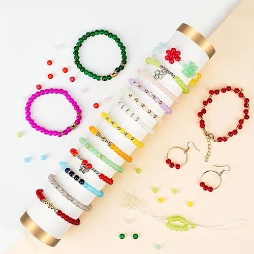 Sistenia 6mm Glass Beads Bracelet Making Kit 1400pcs, 24 Colors Crystal Beads for Jewelry Making Round Beads DIY Crafts with Spacer Beads Charms Accessories thumbnail 2