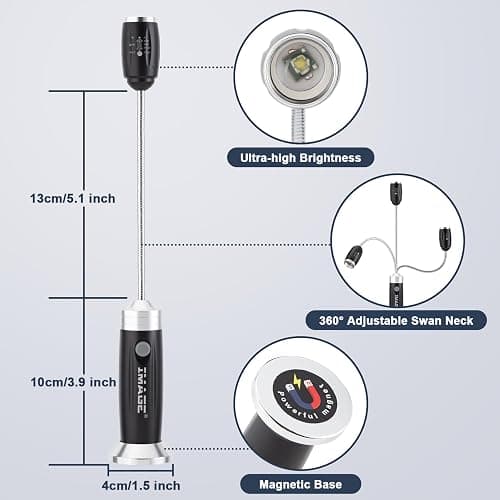 Magnetic Ultra-Bright Barbecue Grill Light with Super Bright LED Lights, Grilling Gifts for Men Dad, Flexible Gooseneck BBQ Light, Traeger Pit Boss Smoker Electric Grill Accessories-1 Pair (Black) thumbnail 2
