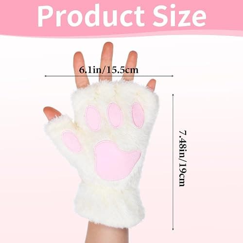 WLLHYF Cat Paws Gloves Fingerless Bear Furry Paw Cute Hand Gear Winter Warm Gloves Halloween Cosplay Costume Accessories thumbnail 2