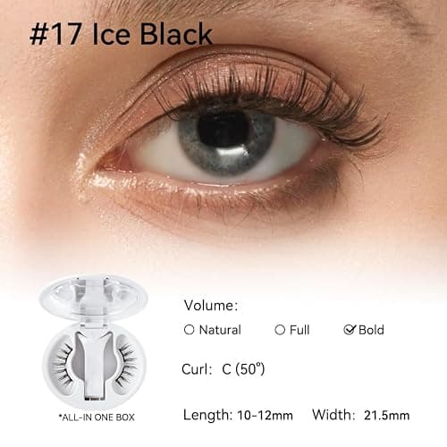 WOSADO Magnetic Eyelashes with Applicator Kit, [V17 Ice Black] Reusable Magnetic Lashes without Eyeliner, Glue-free False Lashes, Waterproof, Lightweight, Suit for Natural Makeup thumbnail 2