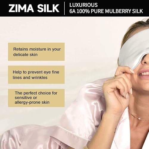 ZIMASILK Adjustable 22 Momme 100% Pure Mulberry Silk Sleep Mask, 3D Contoured Cup Eye Mask for Sleeping, Super Soft Breathable Blindfold, Perfect Blocks Light for Restful Sleep (Black) thumbnail 4