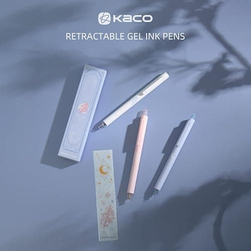 Kaco Gel Pens Cute Stationery 3 Pieces 0.5mm Fine Point, Quick Drying Pens for Journaling Aesthetic Office Supplies, 2 Black Ink and 1 Coral Ink thumbnail 5