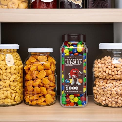 M&M'S Milk Chocolate Candy, Resealable Jars, Party Size, 25.5 oz, 2 Pack | Colorful milk chocolate candies in resealable jars for easy pour for sharing, movie night snacks, candy buffets, party, gifts thumbnail 5