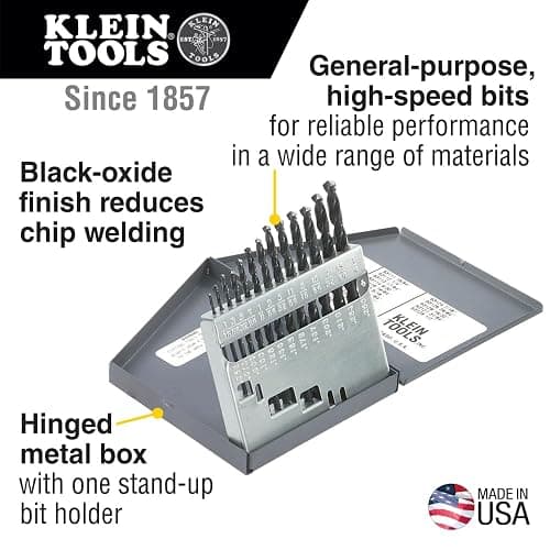 Klein Tools 53002 Regular-Point Drill-Bit Set, 13-Piece, Made in USA thumbnail 4