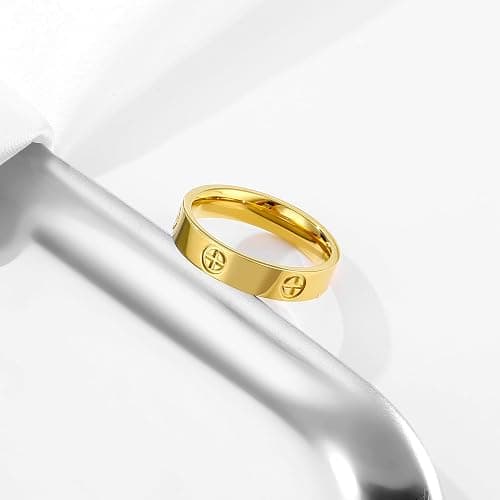 YAISZYW Women's Stainless Steel Wedding Ring 18K Gold Love Ring Friendship Engagement Wedding Jewelry, Promise Ring Mother's Day Christmas Birthday Gift, Size 5-10 thumbnail 6