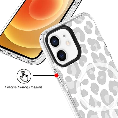 SAKUULO Magnetic for iPhone 12/12 Pro Case [Compatible with MagSafe] Light Grey Leopard Print Pattern Wireless Charge Slim Shockproof Case for iPhone 12/12 Pro Phone Case, Grey Leopard (6.1") thumbnail 4
