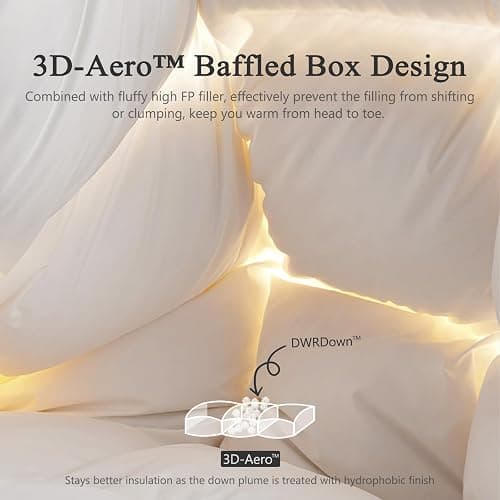 DWR Superior Luxury Feather Down Comforter Queen Size, Ultra-Soft Rose-Silk Cotton Blend Fabric, High FP All Season Medium Warmth Bed Duvet Insert(90"x90", White) thumbnail 6