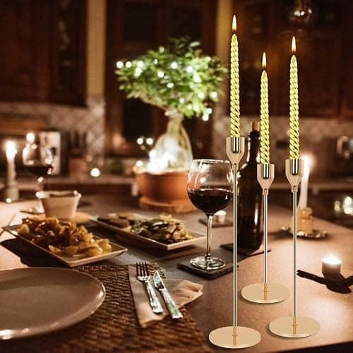 LXTaoler Candle Holders for Taper Candles, Set of 6 Metal Candle Stand Modern Decorative Candlestick Holder for Wedding, Dinning, Party (Gloden-6) thumbnail 6