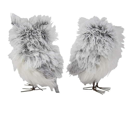 Kurt Adler 5-Inch Furry Gray Owl Set of 2 thumbnail 5