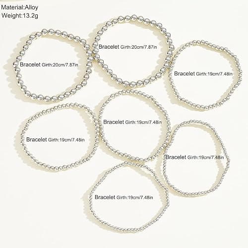 Kysin Chiys Gold Beaded Bracelets Adjusatable 14K Gold Plated Stackable Bracelets Stretch Bead Ball Bracelet Set for Women 3MM 4MM 6MM 8MM Beads Jewelry thumbnail 6