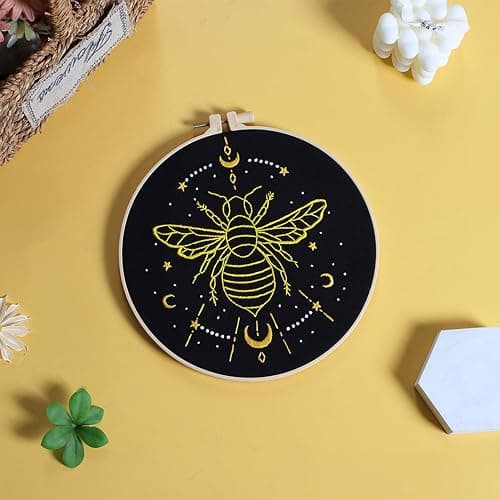 Louise Maelys 3 Sets Tarot Embroidery Kits for Beginners,Cross Stitch Kit for Adults,Crewel Starters Needlepoint with Moon, Butterfly, Bee and Moth Pattern and Tool - Tarot thumbnail 5