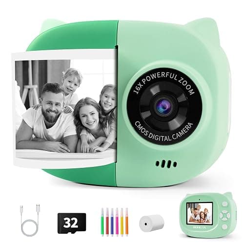 Rongta Instant Print Camera for Kids, Children Portable Photo Printer for Birthday Gifts, Kids Toys, 2.4 Inch Screen Kid Digital Camera for Girls Boys Age 3 4 5 6 7 8 9 10(Green) - Image 1