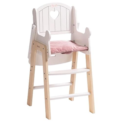 ROBUD Play High Chair, Pretend Play High Chair | with Cushion, Movable Table, Wooden Baby Doll Accessories, Fits 18-20 Inch Dolls, White thumbnail 8