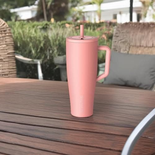 BrüMate Era 40 oz Tumbler with Handle and Straw | 100% Leakproof Insulated Water Bottle Tumbler with Lid and Flexible SoftSip Straw | Made of Stainless Steel | Cup Holder Friendly | 40oz (Guava) thumbnail 5