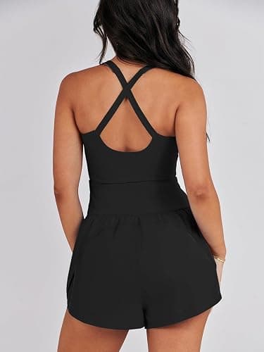Caracilia Women's Workout Athletic Romper Summer Sets Short Jumpsuits Onesie Running Outfits Exercise Gym 2026 Trendy Clothes thumbnail 4