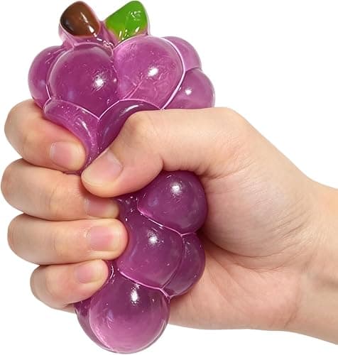 Crystal Grape Squishy Toy, Clear Jelly TPR Slow Rebound Sensory Fidget for Teens and Adults, Stress Relief Desk Gadget, Novelty Gift (Purple) thumbnail 4