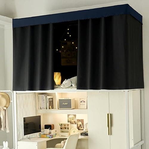 NKM Blackout bunk Bed Curtains with Canopy Bed Frame,bunk Bed Tent for top bunk,Suitable for Single Bed in Student Dorm - Image 1