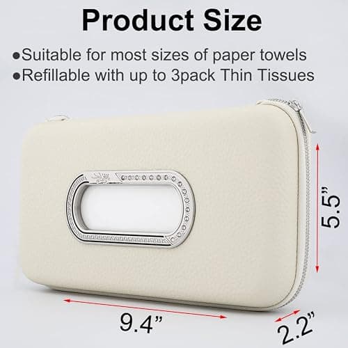 Cartisen Car Tissue Holder, Sun Visor Napkin Holder, Car Visor Tissue Holder, Luxury PU Leather Backseat Tissue Case Holder (Beige) thumbnail 2