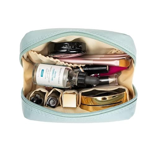 Hekyip Half Moon Cosmetic Beauty Bag for Purse Travel Handy Makeup Pouch for Women Girls (PINK) - Rectangular Grayish Blue thumbnail 2