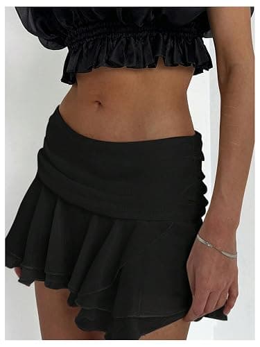 MakeMeChic Women's Ruffle Mini Skirt Tiered Layer Mesh Sheer Flared Rave Party Skirts thumbnail 4